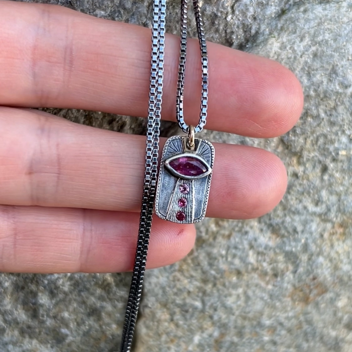 Sapphire & Silver Medallion Pendants | Mixed Metal Geometric Necklaces