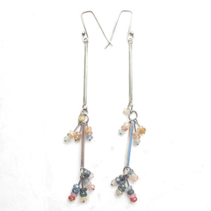 Sterling and Ombré Sapphire long line drop earrings
