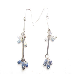 Sterling and Blue Sapphire long line drop earrings