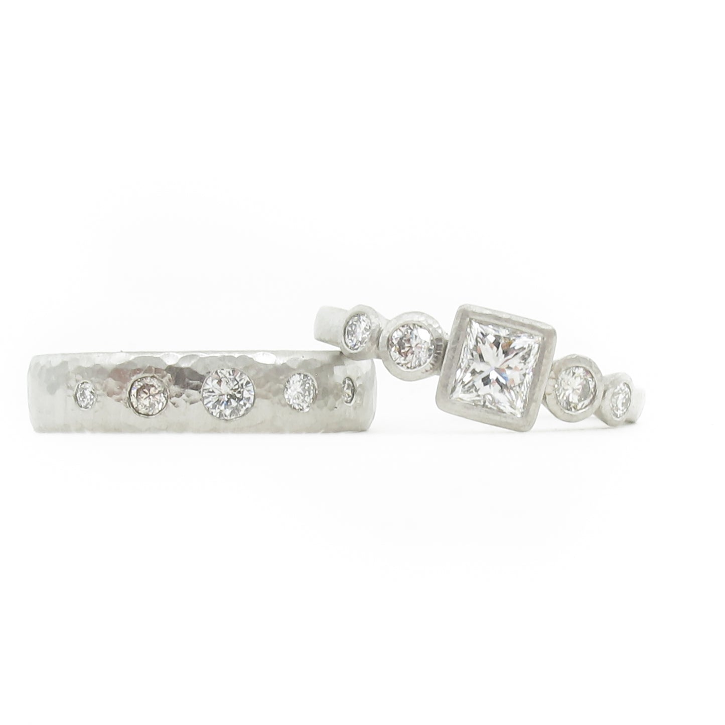 Bezel set diamond five stone ring