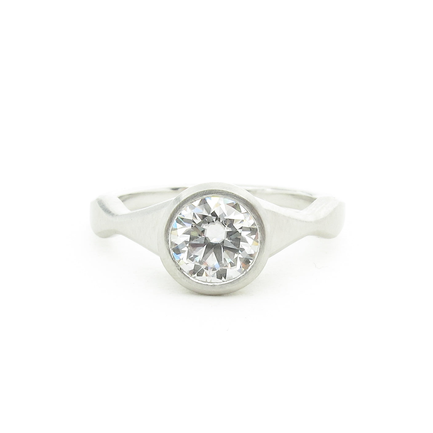 Sail Ring antique style engagement ring mounting, bezel set solid gold or platinum semi-mount