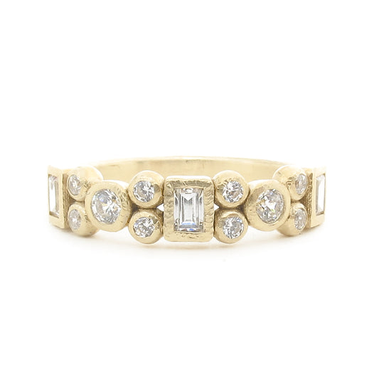 Multistone Textured Diamond Band