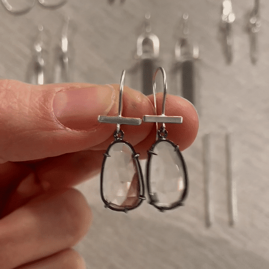 Rock crystal claw earrings
