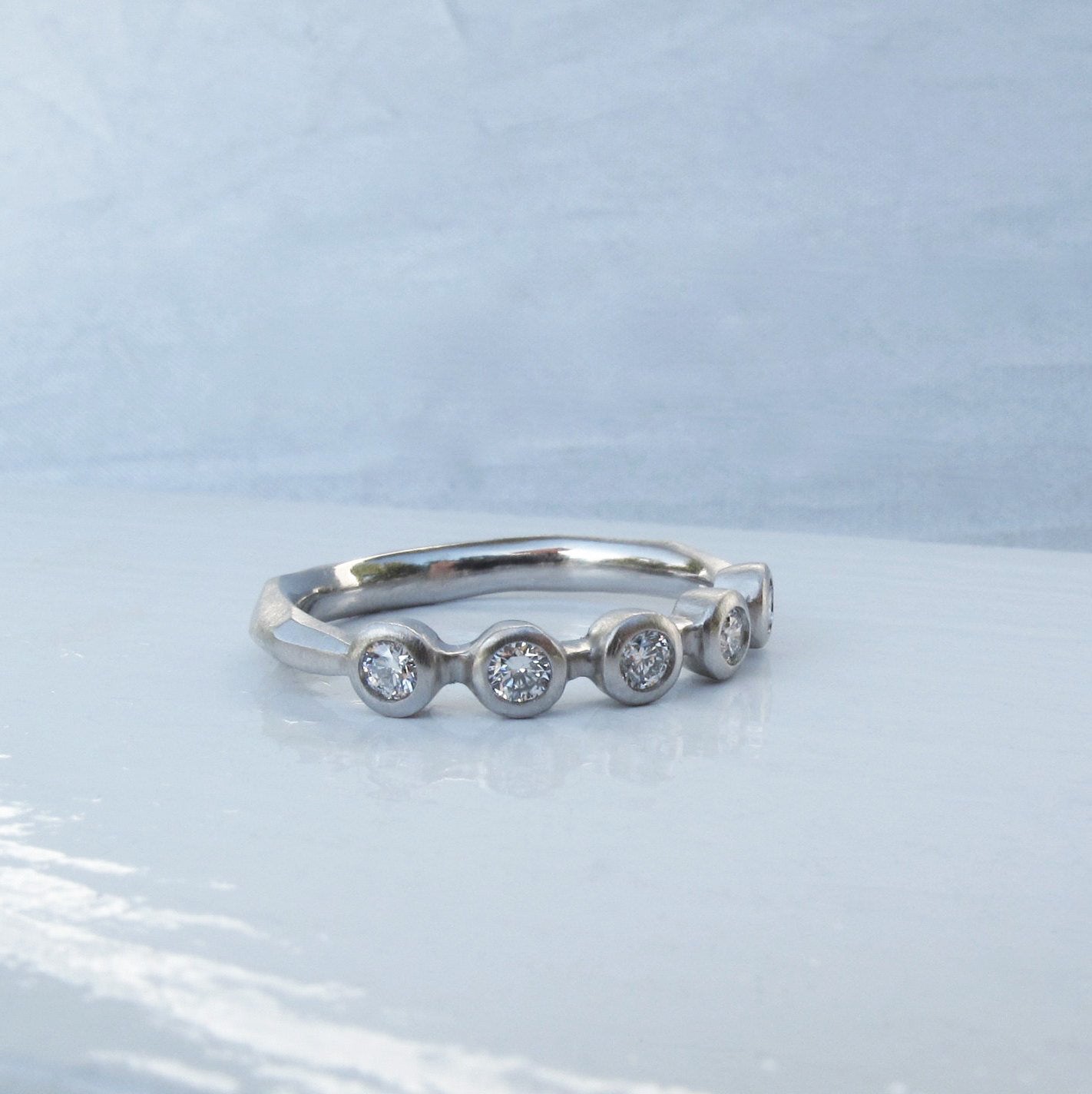 5 stone bezel set diamond wedding or anniversary band