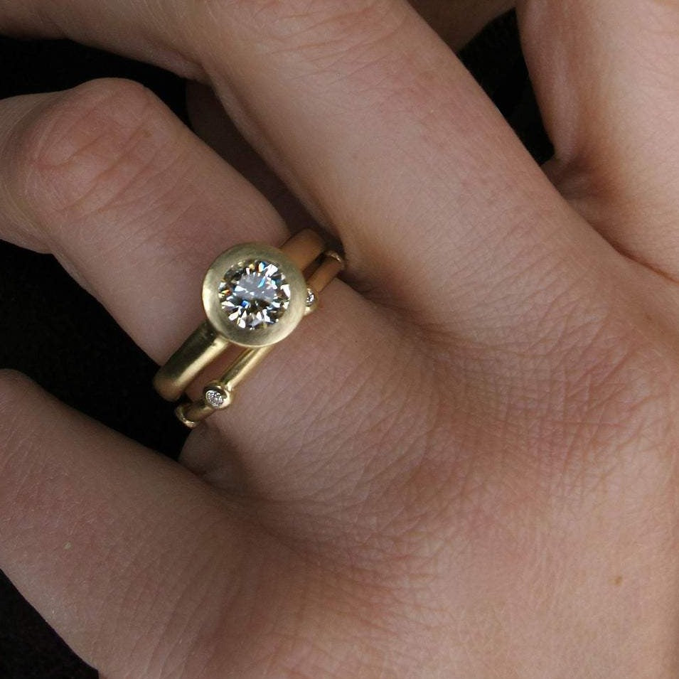 Scattered Diamond ring, 6 stone bezel eternity band, minimalist stacking diamond band