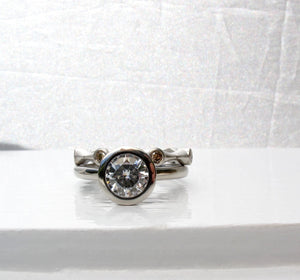 Deep champagne diamond eternity ring, platinum and diamond eternity ring