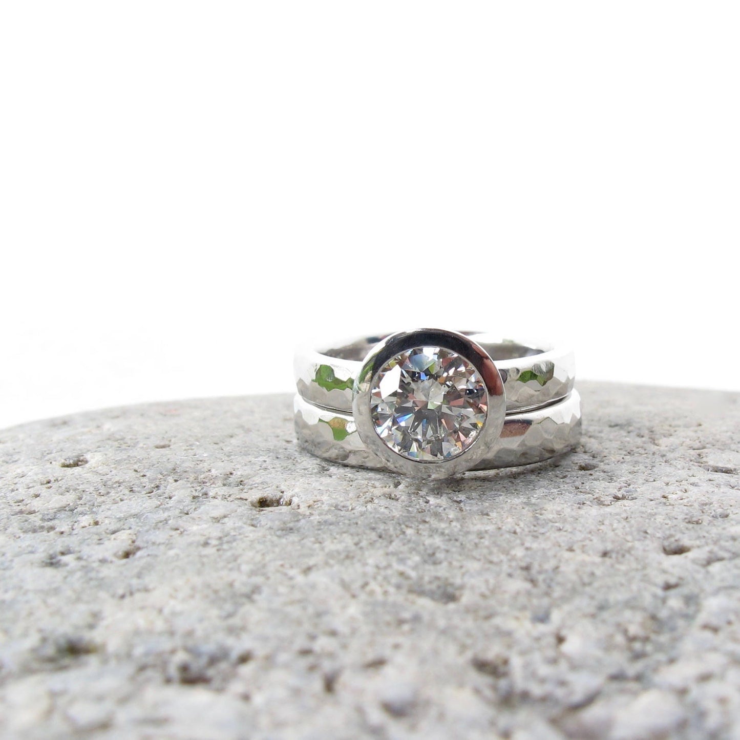 Platinum and Diamond Bridal Set, Women's 1.30ct Diamond Engagement Ring with Matching Wedding Band