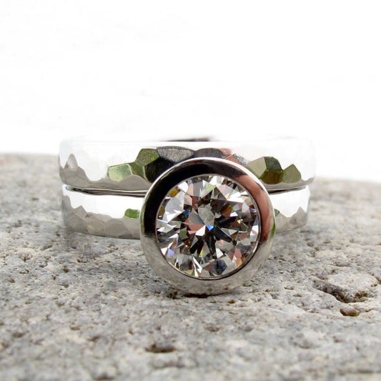 Platinum and Diamond Bridal Set, Women's 1.30ct Diamond Engagement Ring with Matching Wedding Band