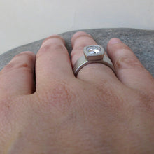 Load image into Gallery viewer, Wide band cushion cut bezel set engagement ring