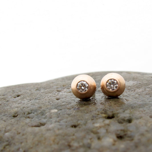 Minimalist diamond bezel stud earrings