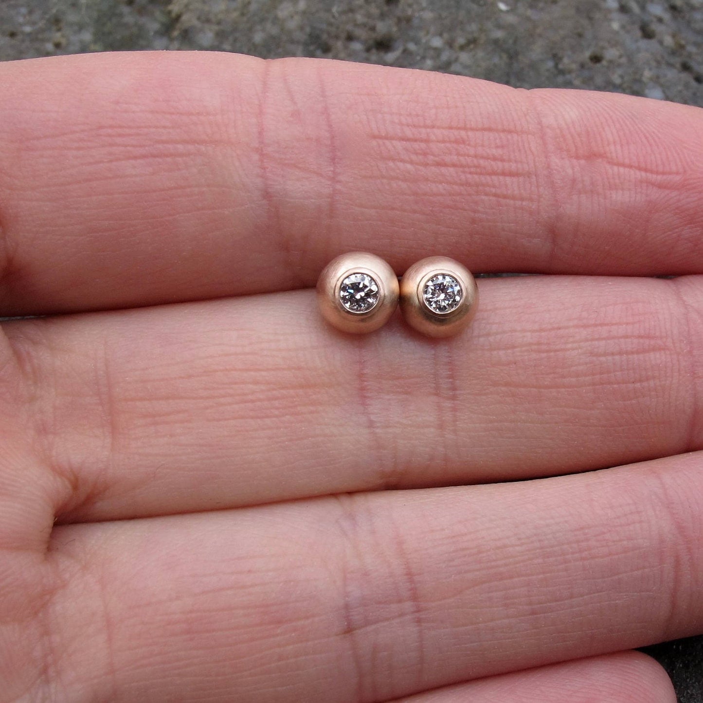 Minimalist diamond bezel stud earrings