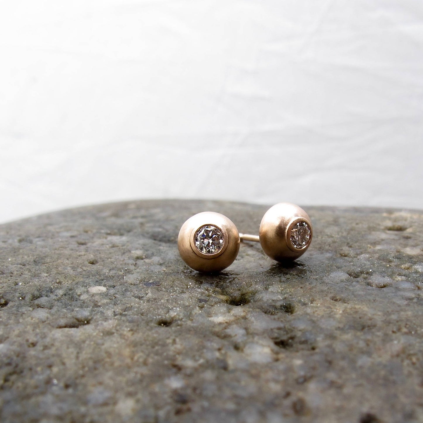 Minimalist diamond bezel stud earrings