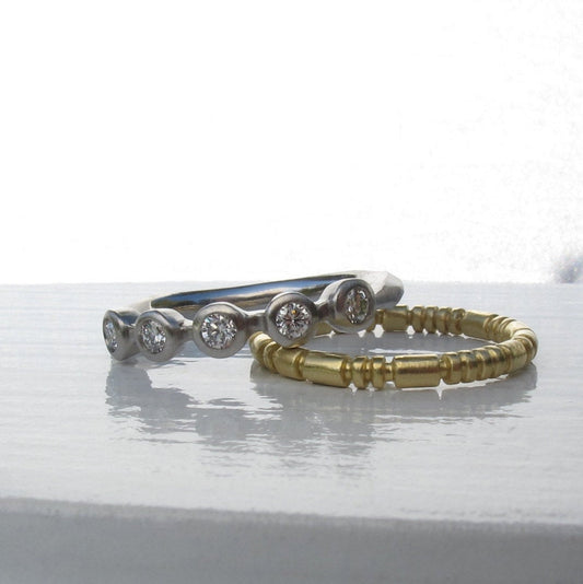 5 stone bezel set diamond wedding or anniversary band