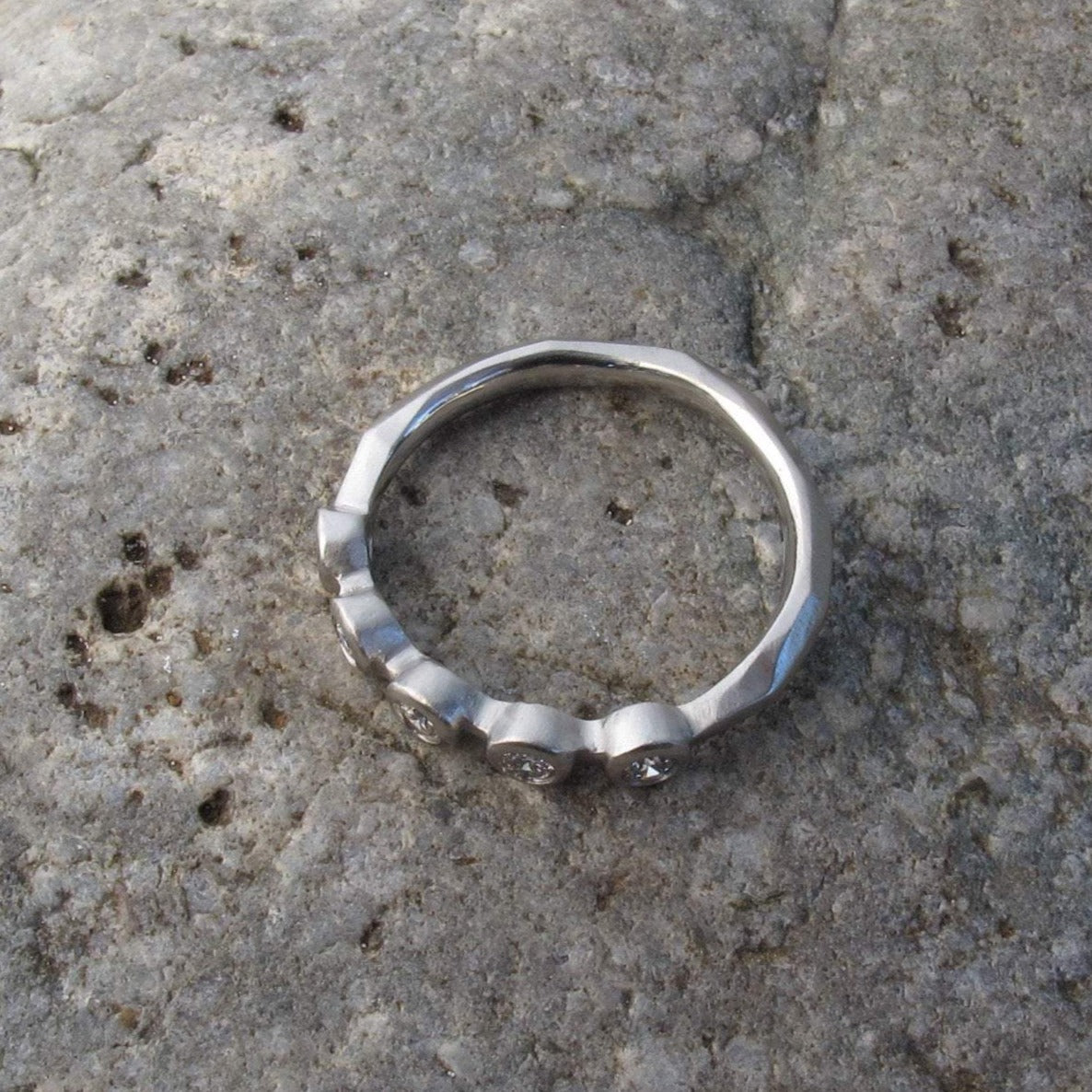 5 stone bezel set diamond wedding or anniversary band