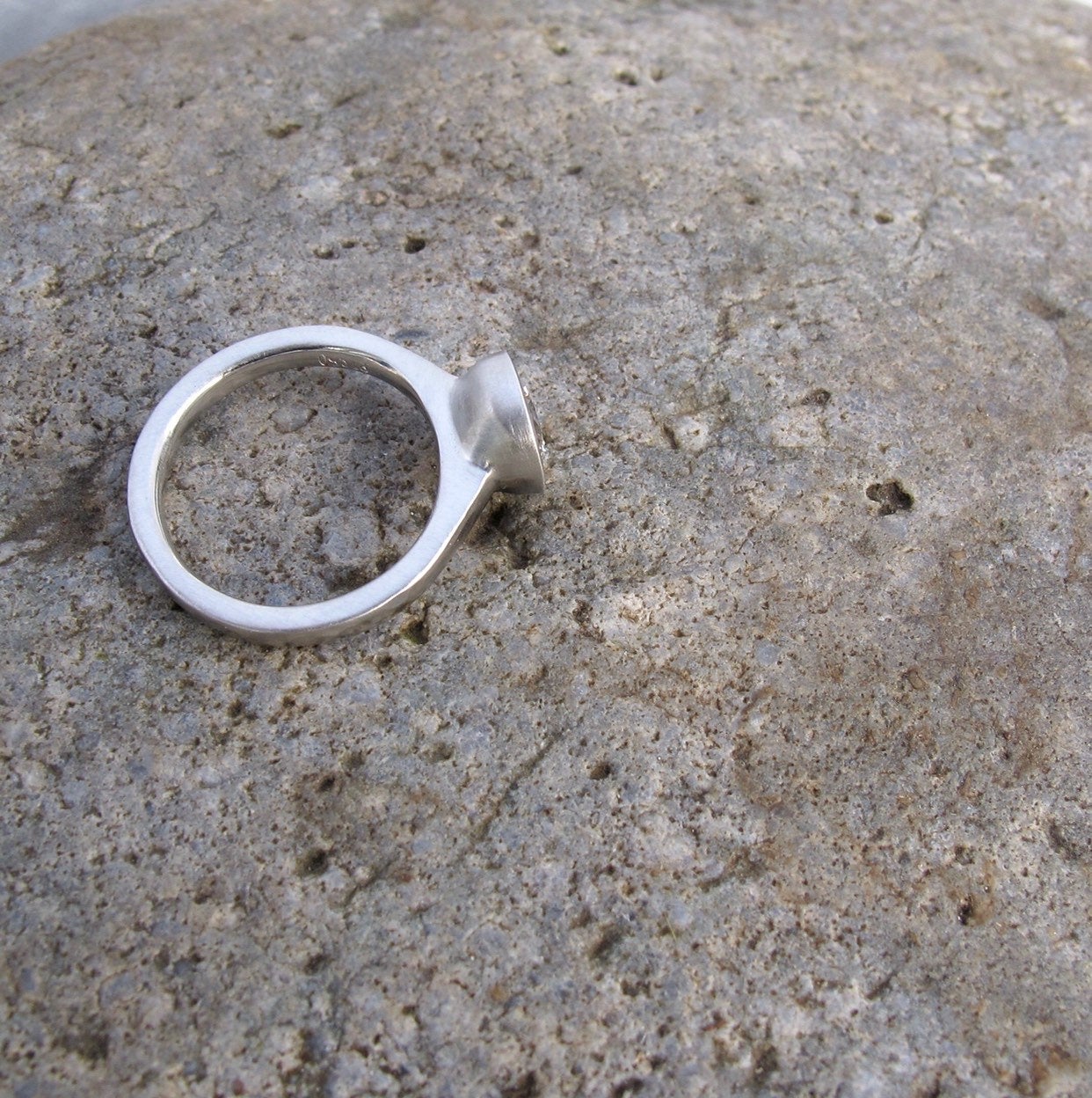 Bezel set diamond engagement ring, low profile engagement ring