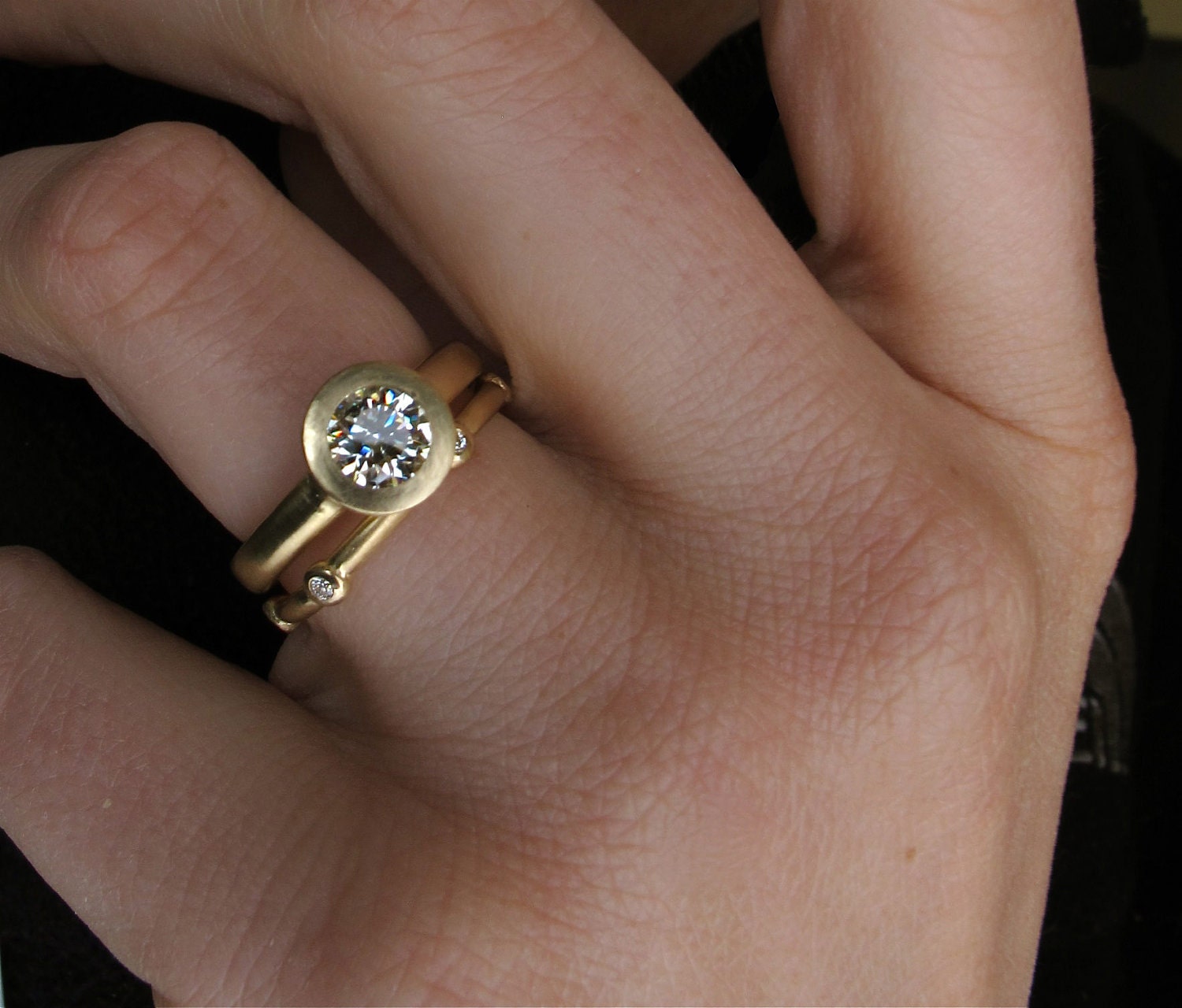 18kt yellow gold Illumination Ring bezel set diamond engagement