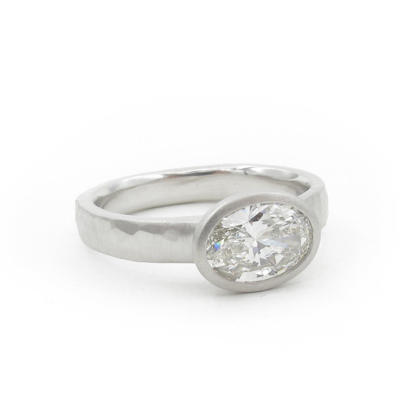 East west oval cut solitaire semi-mount, oval shaped setting for engagement ring, custom ring setting