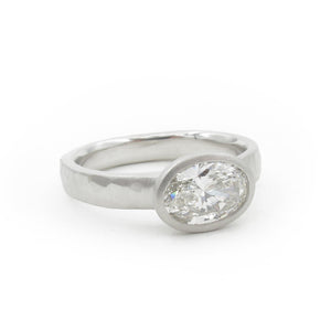 East West Oval Diamond Solitaire Engagement Ring