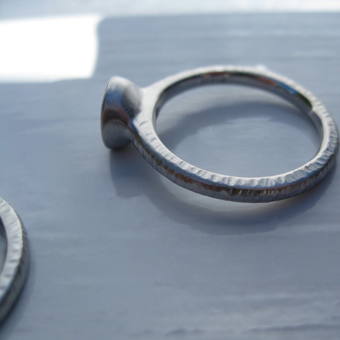 Platinum and Diamond bezel set engagement ring, Pacific Ring engagement and band set
