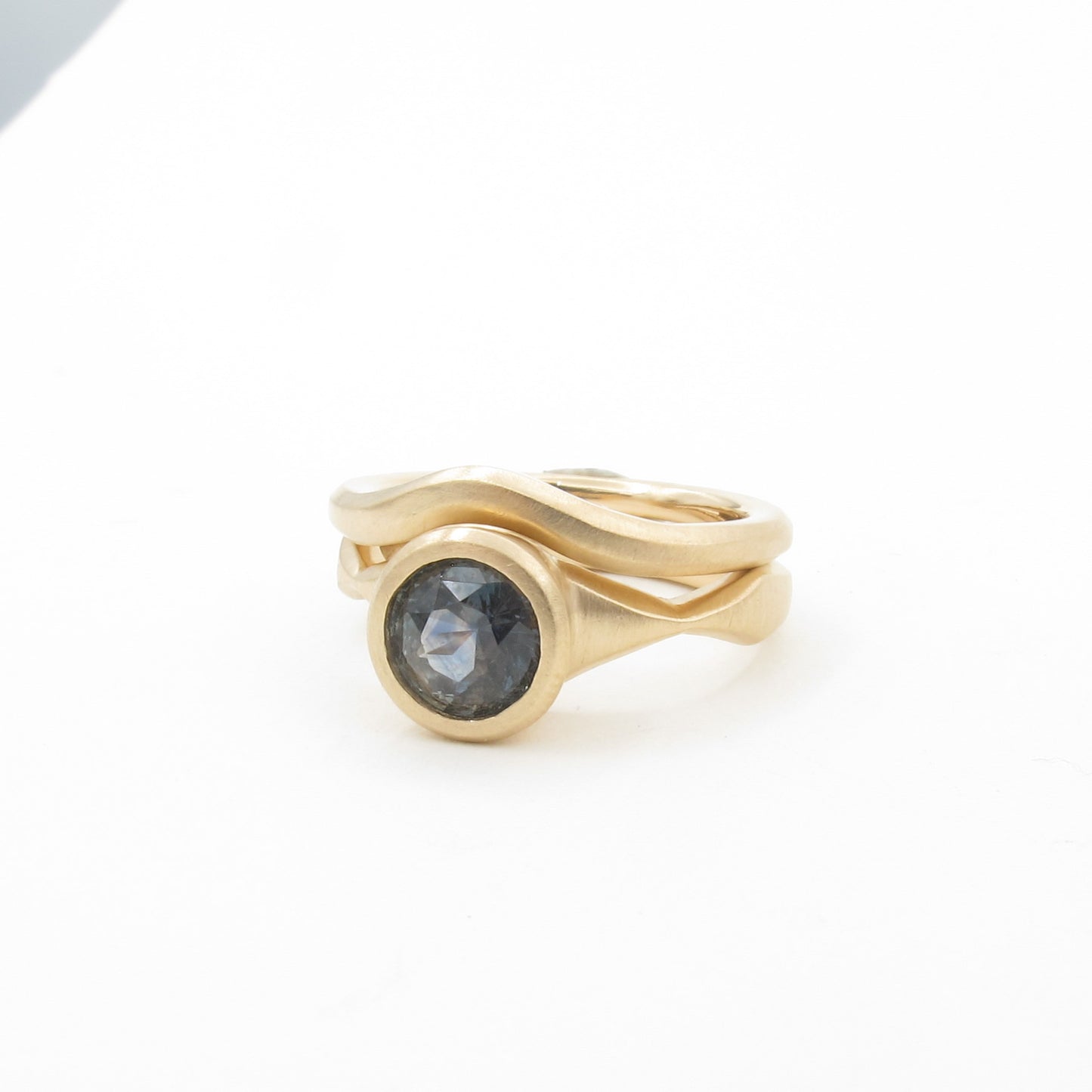 Sail Ring antique style engagement ring mounting, bezel set solid gold or platinum semi-mount
