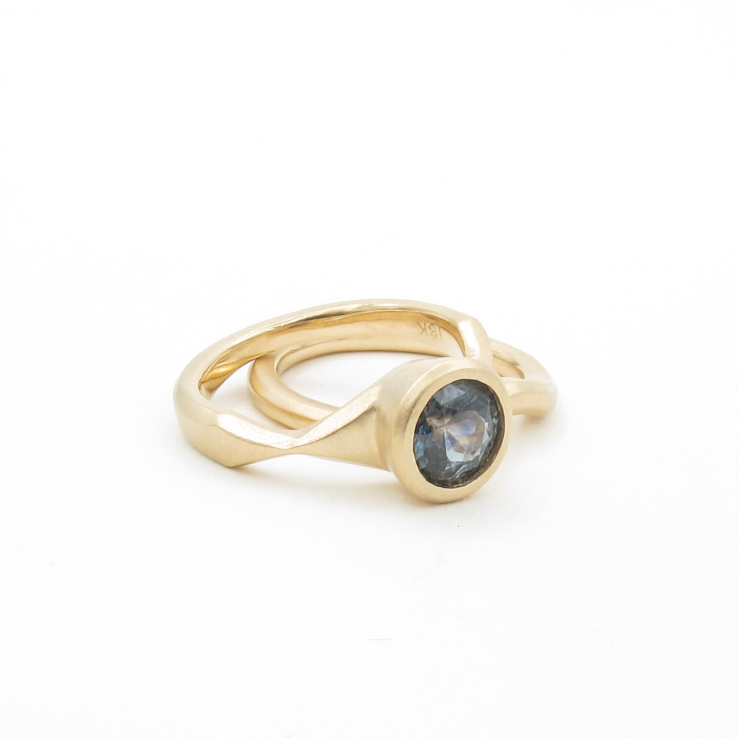 Sail Ring antique style engagement ring mounting, bezel set solid gold or platinum semi-mount