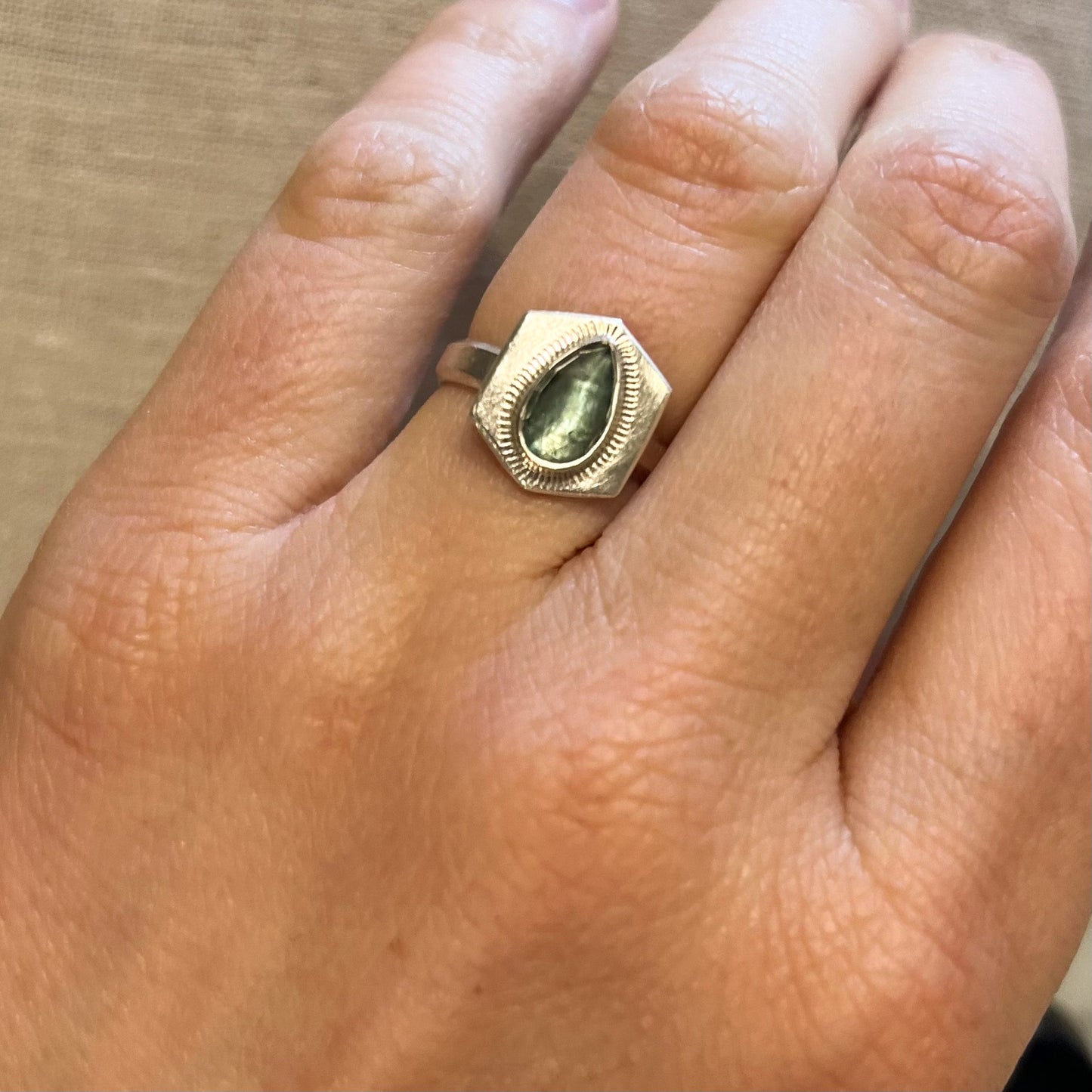 Kyanite rose cut and sterling silver rings