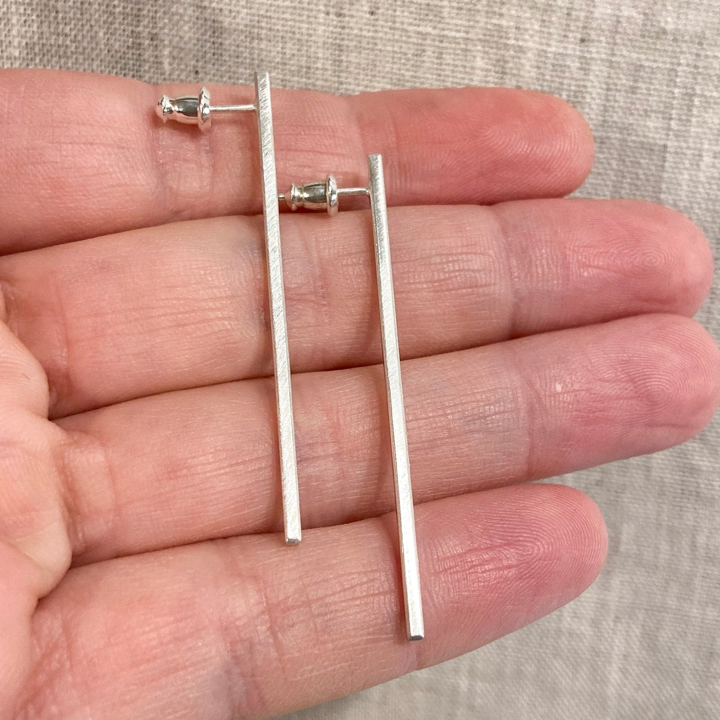 Silver line earrings