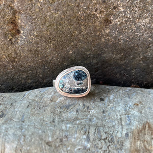 New Lander Turquoise and sterling silver ring