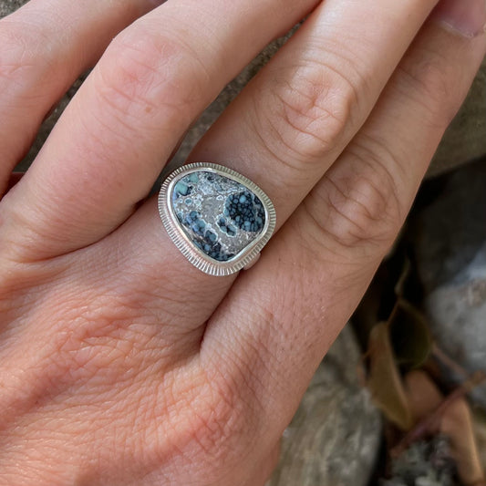 New Lander Turquoise and sterling silver ring