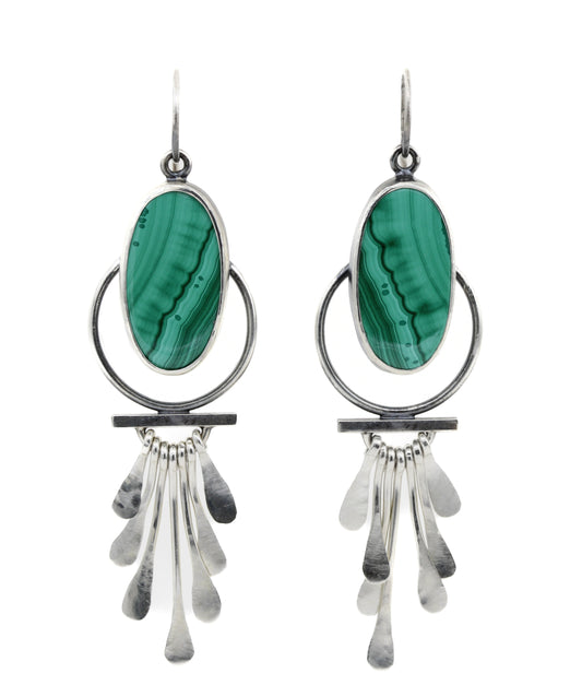 Malachite Fringe Earrings
