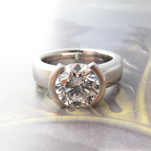 Full Moon wide band semi-mount engagement ring setting