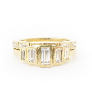 Hall of Mirrors lab grown diamond 5 stone ring and stacking band