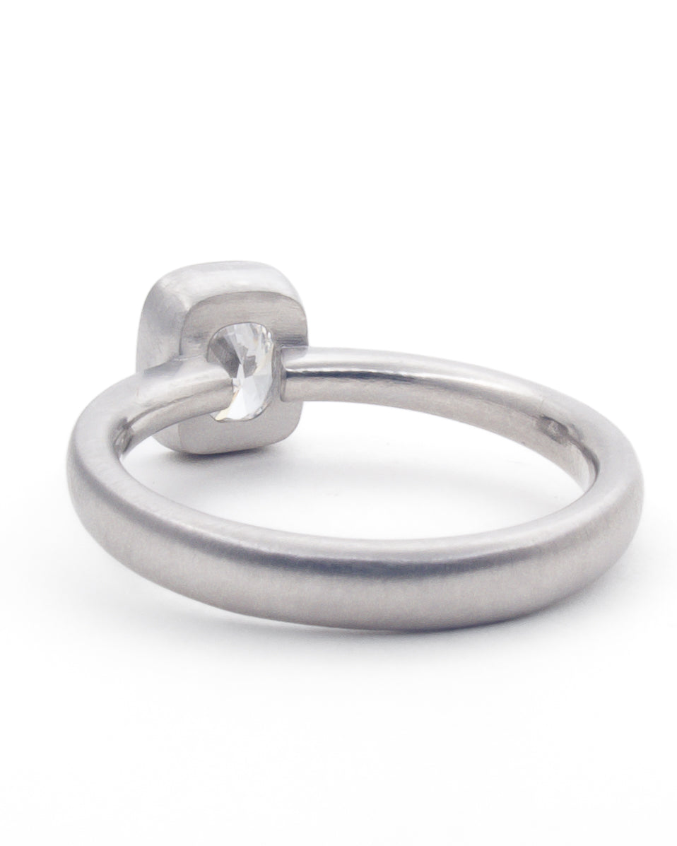 Profile view of diamond bezel ring