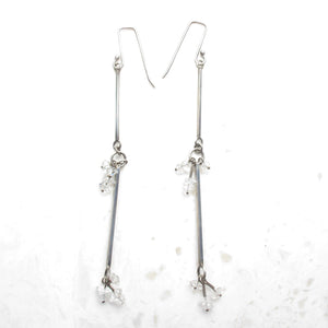 Sterling and Herkimer Crystal long line drop earrings