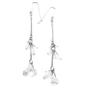 Sterling and Aquamarine long line drop earrings