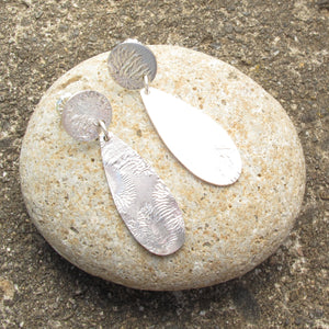 Reticulated Silver Retro Drop Earrings