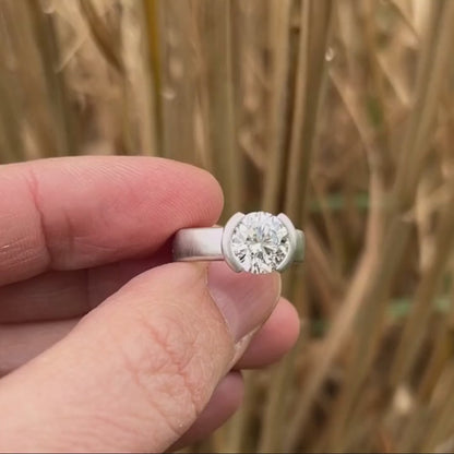 Full Moon wide band semi-mount engagement ring setting