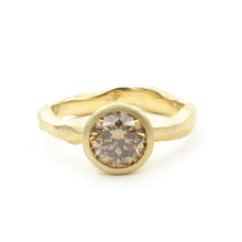 Load image into Gallery viewer, Organically Carved Deep Champagne Diamond Engagement Ring