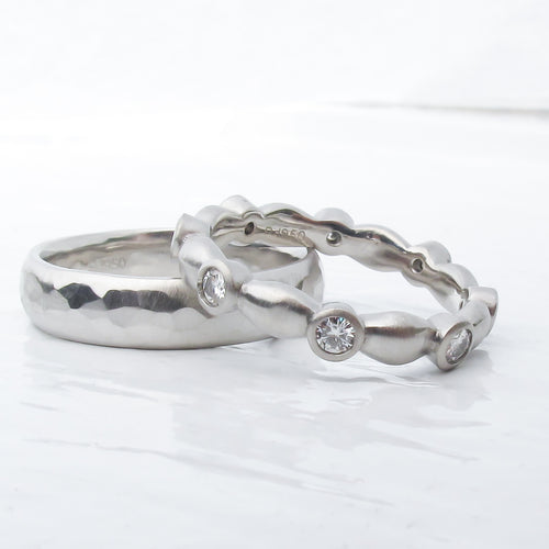 Water Ring bezel set diamond eternity ring wedding band platinum, rose gold, yellow gold, white gold