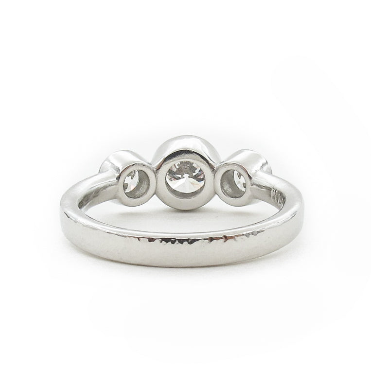 Low Profile Bezel Set Three Stone Ring