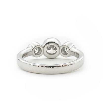 Low Profile Bezel Set Three Stone Ring