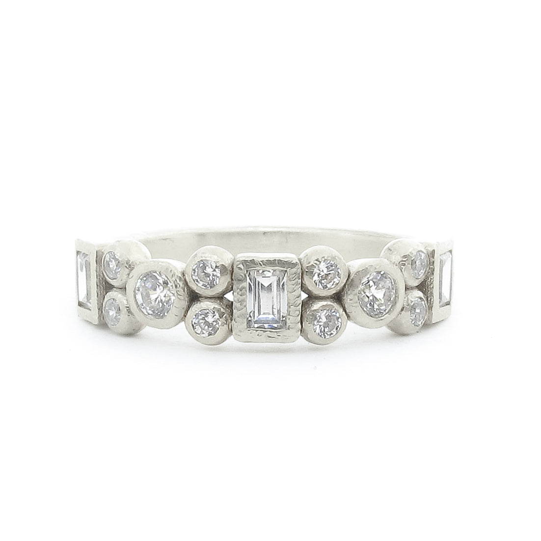 Multistone Textured Diamond Band