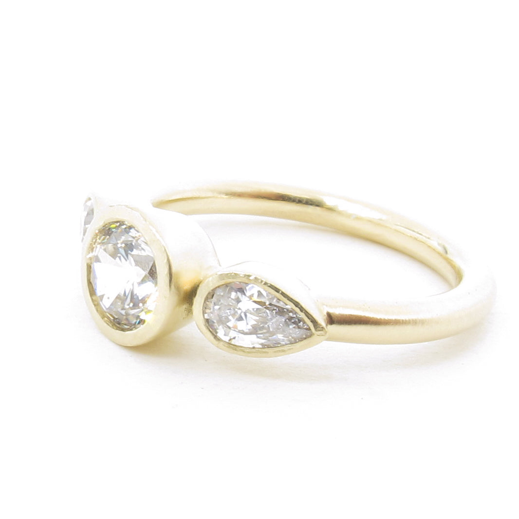 Pear Cut Three Stone Ring