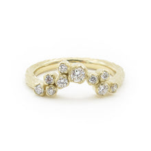 Load image into Gallery viewer, Asymmetric diamond nesting ring,  Silver Lining diamond cloud band, recycled gold and diamonds