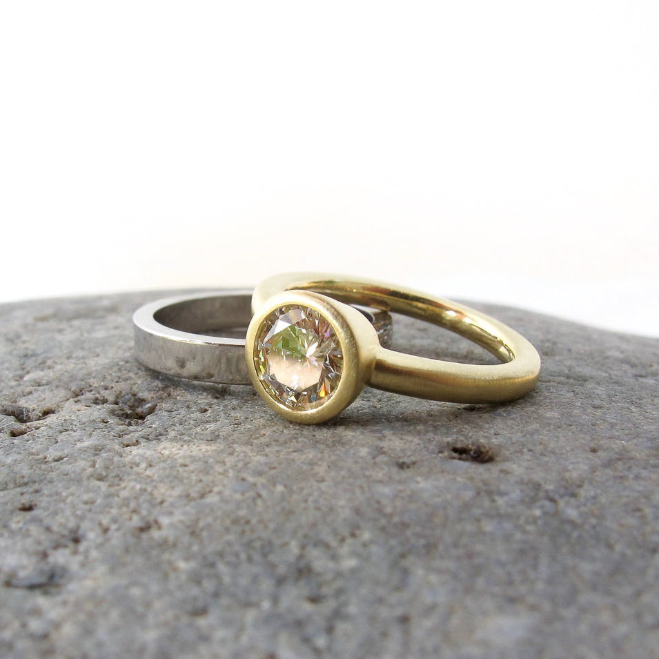 Super Low Profile Bezel Solitaire Setting Semi-Mount