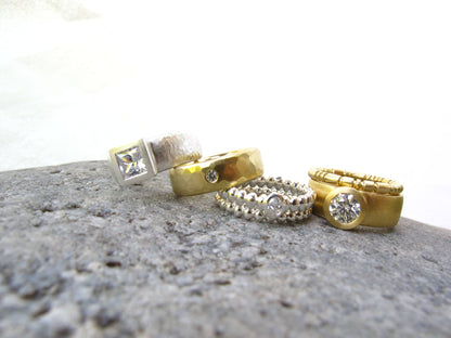 Sunken Treasure Ring, wide band engagement ring, 18kt diamond engagement ring, women's alternative wedding ring, GIA certified diamond