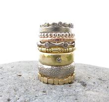 Load image into Gallery viewer, Unisex wide gold band, 18kt yellow gold and flush set diamond