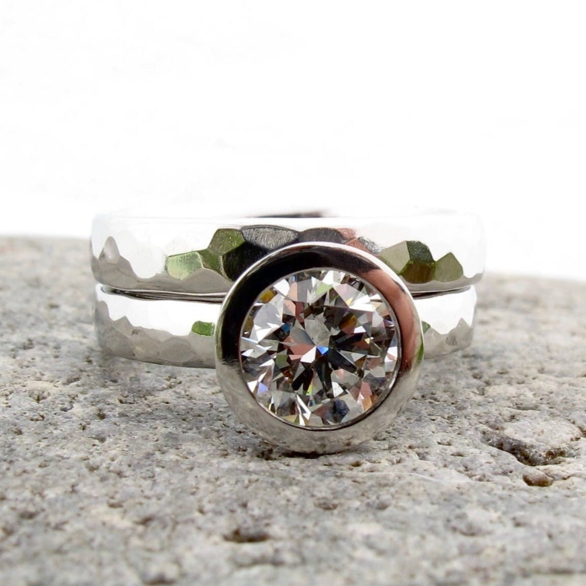Platinum and Diamond Bridal Set, Women's 1.30ct Diamond Engagement Ring with Matching Wedding Band
