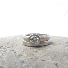Load image into Gallery viewer, Wide Band Moissanite Engagement Ring With Matching Wedding Band