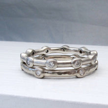 Load image into Gallery viewer, Modern diamond eternity ring, 10 stone bezel eternity band, minimalist stacking diamond band